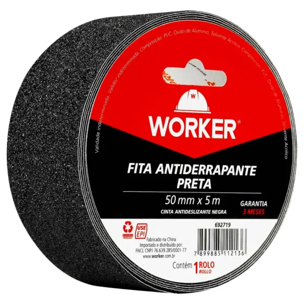 Fita Antiderrapante Preta 50mmX5m Worker Magia Das Cores