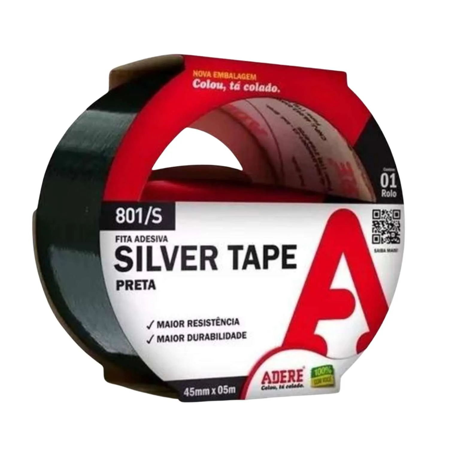 Adere Fita Silver Tape Preta 45mmX05m