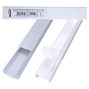Canaleta 20cmx10cmx2m C/Adesivo S/Divisória Branca Mister